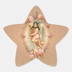 Viktorianisch Angel Vintage historische Rose Ornam Stern-Aufkleber