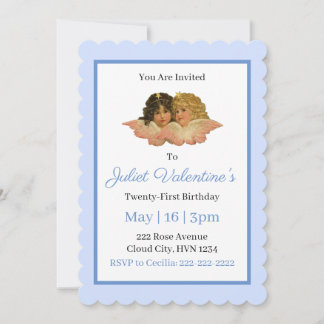 Viktorianisch Angels Baby Blue Einladung