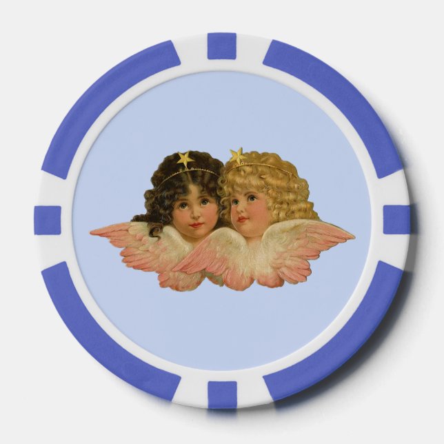 Viktorianisch Angels Baby Blue Pokerchips (Vorderseite)