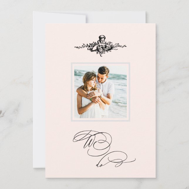 *~* Viktorianisch AR6 Cherub FOTO QR UAWG Wedding Einladung (Vorderseite)