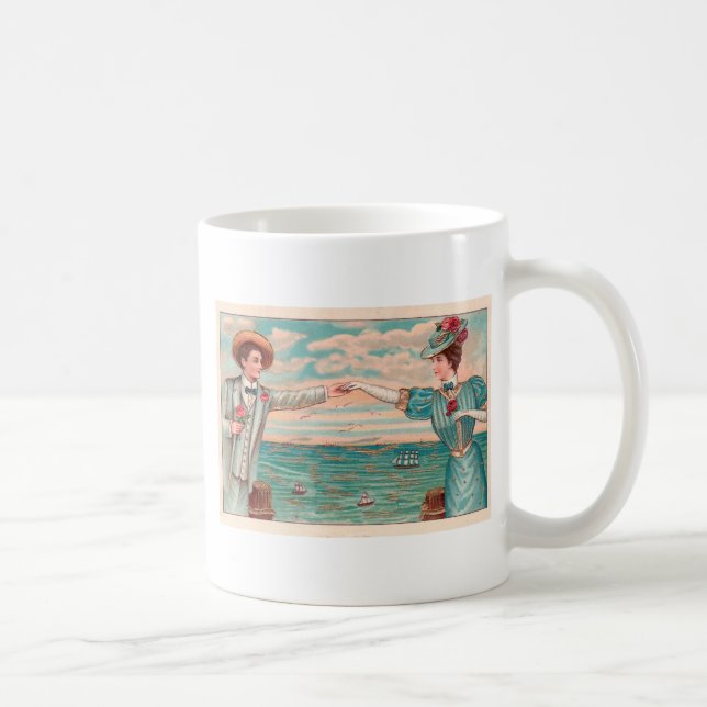 Viktorianisch Beach Liebe Dressy Ocean Wedple Tasse (Rechts)
