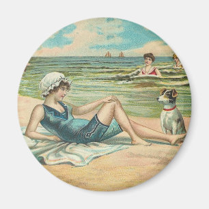 Viktorianisch Beach Swim Girl Ocean Sommerurlaub Magnet