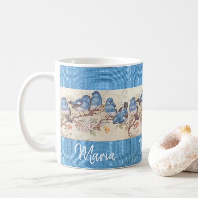 Viktorianisch Bird Blue Tasse (Mit Donut)