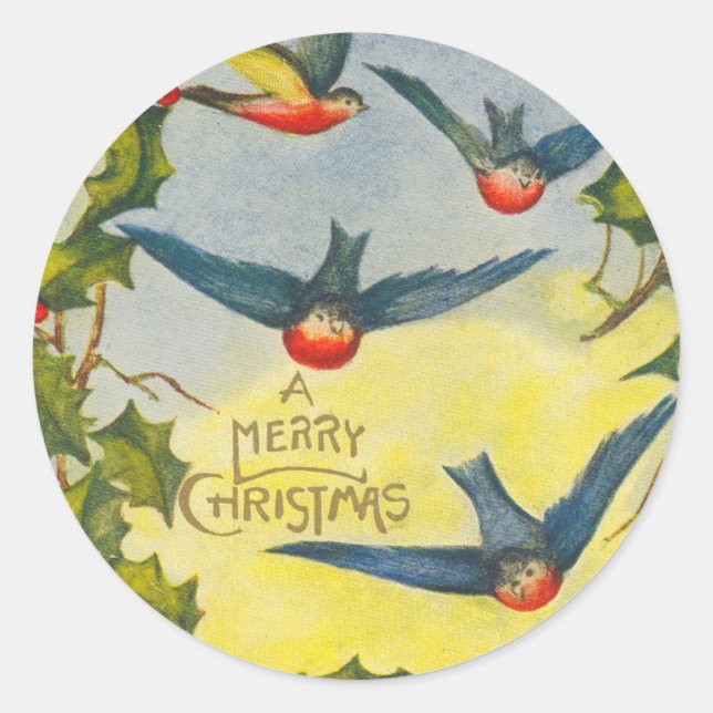 Viktorianisch Bird Weihnachtskleber Runder Aufkleber (Vorderseite)