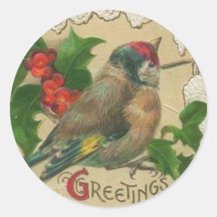 Viktorianisch Bird Weihnachtskleber Runder Aufkleber