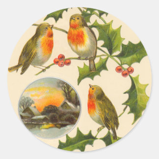 Viktorianisch Bird Weihnachtskleber Runder Aufkleber