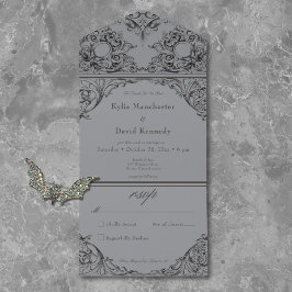 Viktorianisch bis zum Tod Schwarz Gray Hochzeit ke All In One Einladung