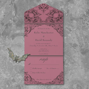 Viktorianisch Bis zum Tod Schwarze Wein Hochzeit K All In One Einladung