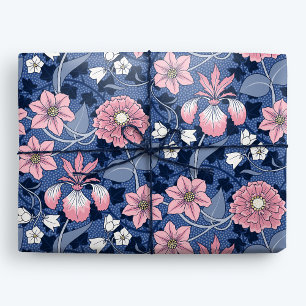 Viktorianisch Blau und Rosa Geschenkpapier