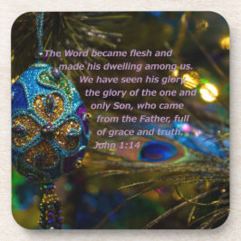 Viktorianisch Blue Bible Verse Getränkeuntersetzer