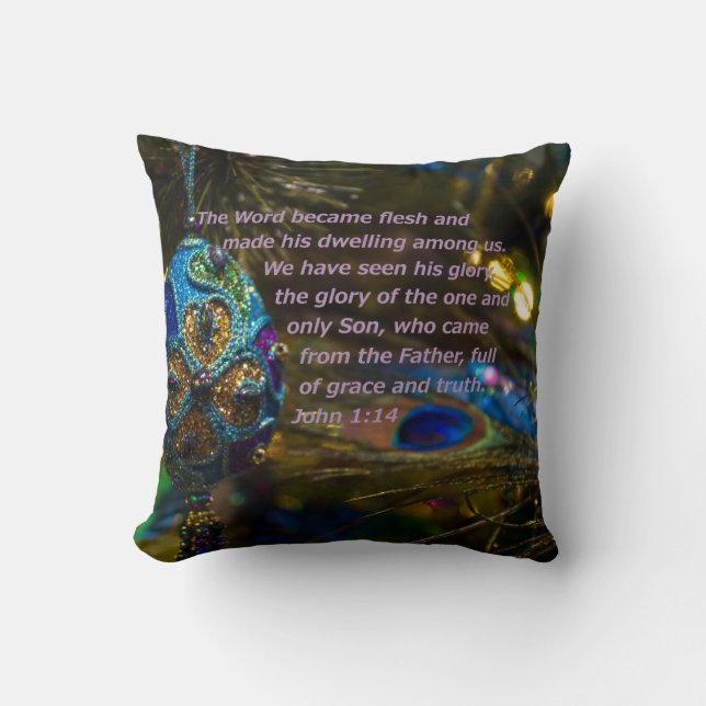 Viktorianisch Blue Bible Verse Kissen (Vorderseite)