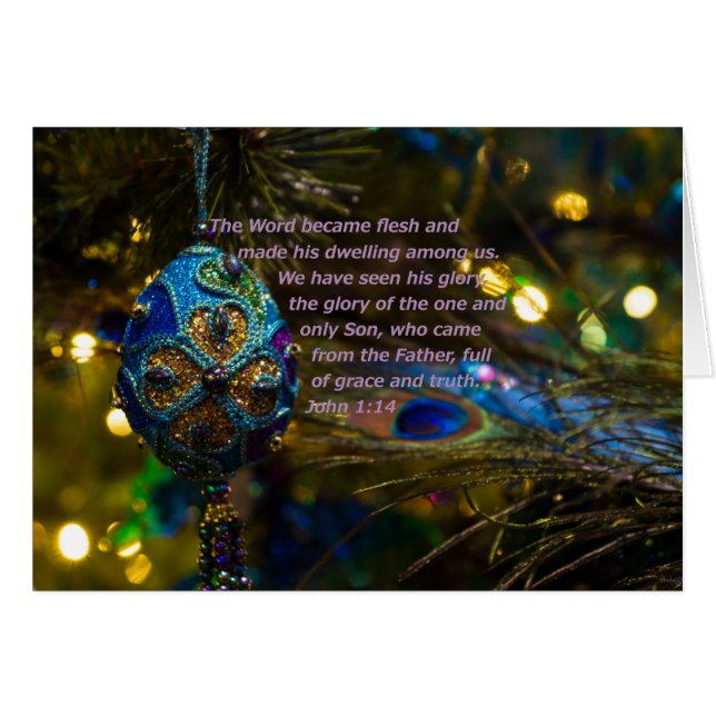 Viktorianisch Blue Bible Verse Weihnachtskarte (Vorderseite (Horizontal))