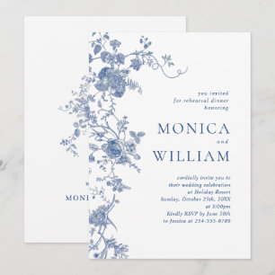 Viktorianisch Blue French Floral Probe Einladung