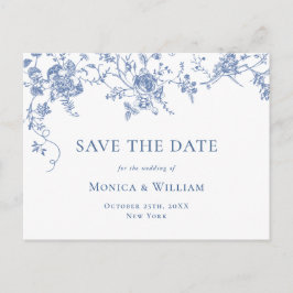 Viktorianisch Blue French Garden Wedding Save the Postkarte