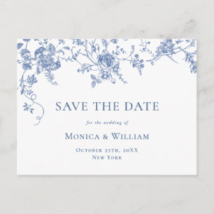 Viktorianisch Blue French Garden Wedding Save the  Postkarte