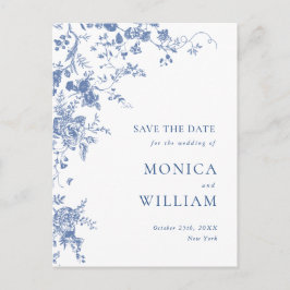 Viktorianisch Blue French Garden Wedding Save the Postkarte