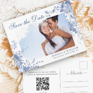 Viktorianisch Blue French Garden Wedding Save the  Postkarte