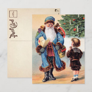 Viktorianisch Blue Robed Santa Postkarte