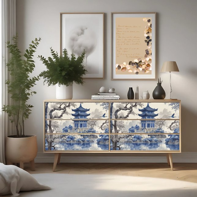 Viktorianisch Blue Sapphire Willow Decoupage Print Seidenpapier (Von Creator hochgeladen)