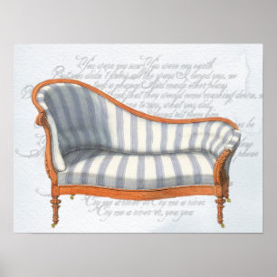 Viktorianisch Blue Stripe Chaise Lounge Poster