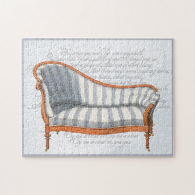 Viktorianisch Blue Stripe Chaise Lounge Puzzle (Horizontal)
