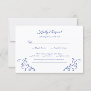 Viktorianisch Blue Wedding RSVP Card Einladung