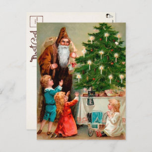 Viktorianisch Brown Robed Santa Postcard Postkarte