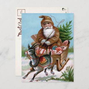 Viktorianisch Brown Robed Santa Postcard Postkarte