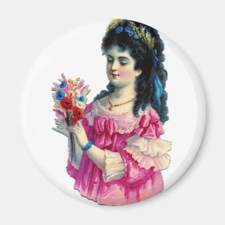 Viktorianisch Brünett in rosa Gourmet mit Bouquet Magnet