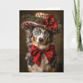 Viktorianisch Christmas Blue Merle Aussie Feiertagskarte
