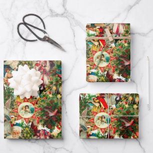 VIKTORIANISCH CHRISTMAS COLLAGE GESCHENKPAPIER SET