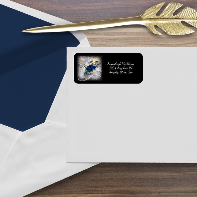 Viktorianisch Dark Blue Rose Ephemera Adressaufkleber (Von Creator hochgeladen)