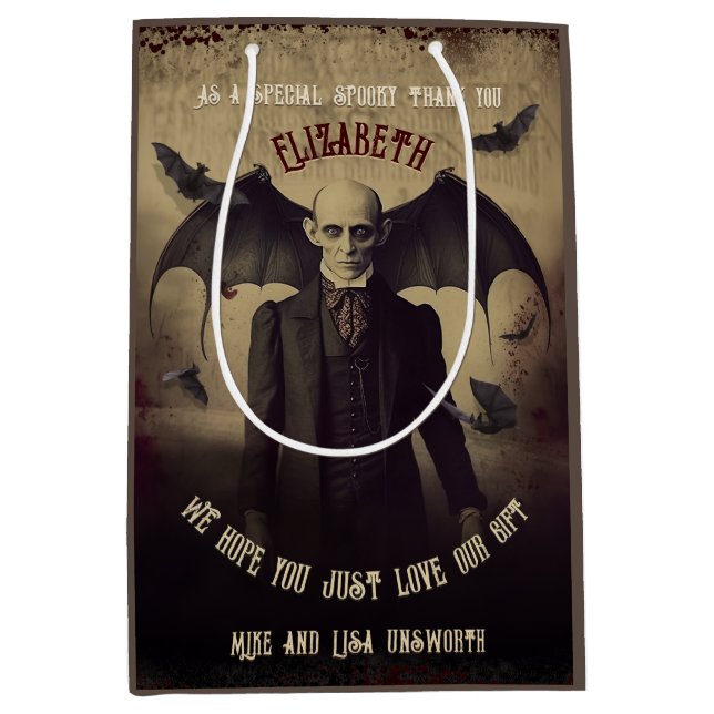 Viktorianisch Dracula Gothic Halloween Mittlere Geschenktüte (Vorderseite)