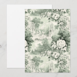 Viktorianisch Dusty Blue French Toile Foto Wedding Einladung