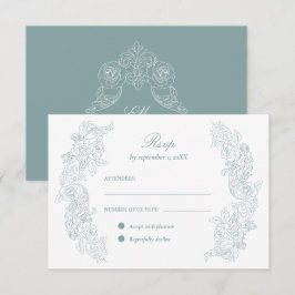 Viktorianisch Dusty Blue Wedding RSVP Karte