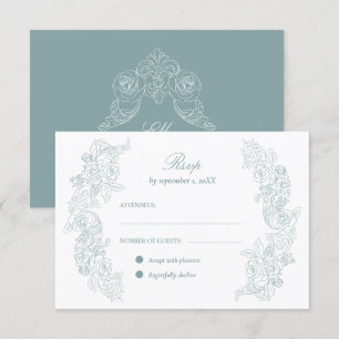 Viktorianisch Dusty Blue Wedding RSVP Karte