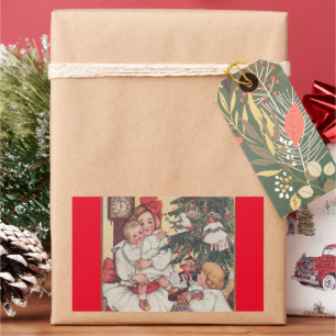 Viktorianisch Era Kids Vintage Weihnachtsaufkleber Rechteckiger Aufkleber