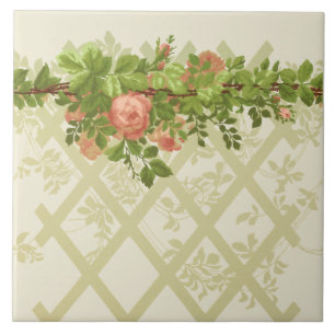 Viktorianisch Era Pink Pose Trellis Frieze Fliese
