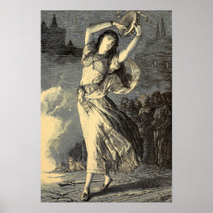 Viktorianisch Era Sinti und Roma Tambourine Girl Poster
