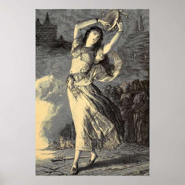 Viktorianisch Era Sinti und Roma Tambourine Girl Poster (Vorne)