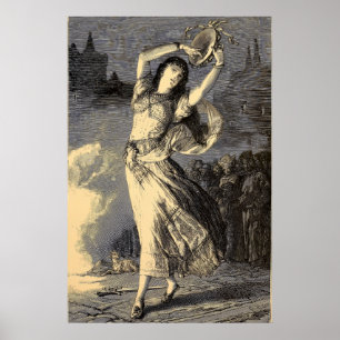 Viktorianisch Era Sinti und Roma Tambourine Girl Poster
