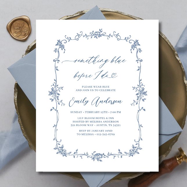 Viktorianisch Etwas Blaues Französisches Brautpart Flyer (Von Creator hochgeladen)