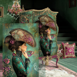 Viktorianisch Fantasy Portrait Butterfliegen Baroc Seidenpapier