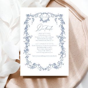 Viktorianisch Floral Dusty Blue French Wedding Begleitkarte