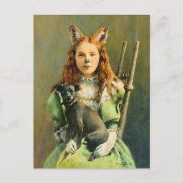 Viktorianisch Fox Girl Postcard Postkarte