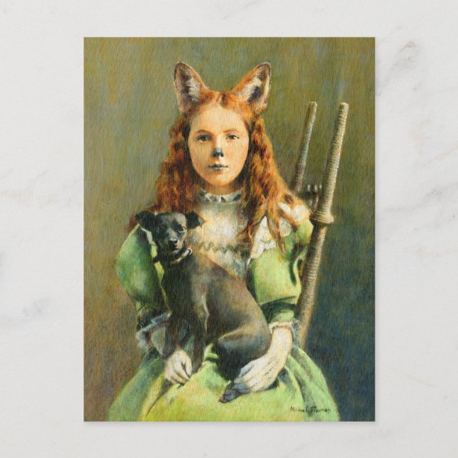 Viktorianisch Fox Girl Postcard Postkarte (Vorderseite)