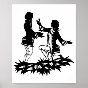 Viktorianisch Gay Man schlägt Lover Silhouette vor Poster