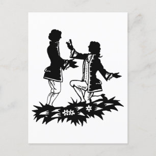 Viktorianisch Gay Man schlägt Lover Silhouette vor Postkarte