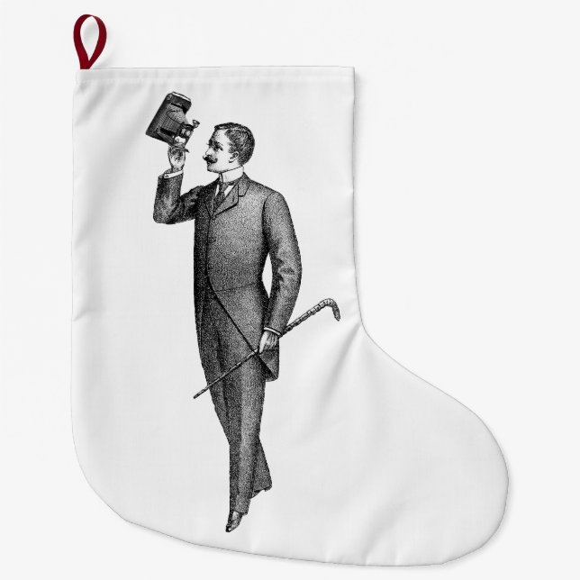 Viktorianisch Gentleman Selfie Großer Weihnachtsstrumpf (Vorderseite)
