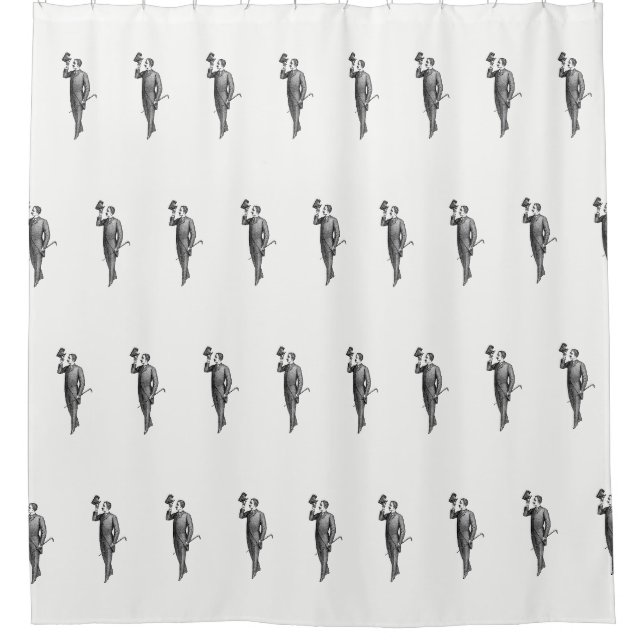 Viktorianisch Gentleman Selfie Pattern Duschvorhang (Vorderseite)